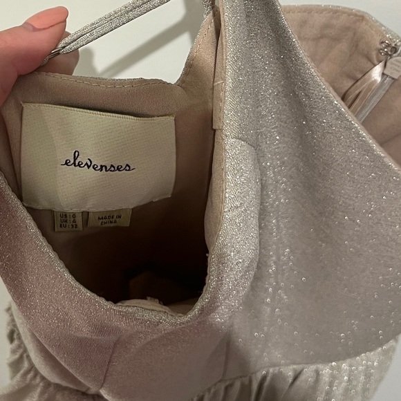 Anthropologie Silver Pleated Dress - Picture 4 of 5